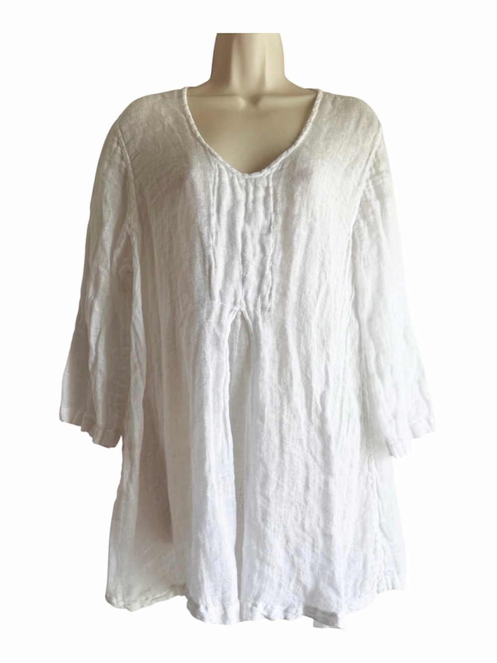 FLAX Linen Pleated Tunic Top